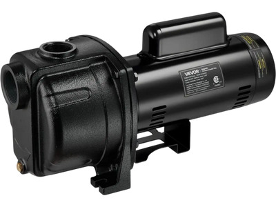 VEVOR 2 HP Shallow Well Jet Pump, 230 Volt, 5200 GPH Cast Iron Well Jet Pump, with 112 ft Max Head Lift, Check Valve, Thermal Protection, Automatic On/Off, for Garden Irrigation Lawn Sprinkler System