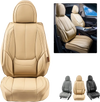 VEVOR Seat Covers, Universal Car Seat Covers Front Seats, 6pcs Faux Leather Seat Cover, Full Enclosed Design, Detachable Headrest and Airbag Compatible, for Most Cars SUVs and Trucks Beige