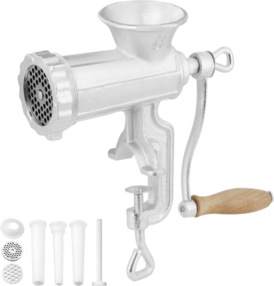 VEVOR Manual Meat Grinder, Heavy Duty Cast Iron Hand Meat Grinder with Steel Table Clamp, Meat Mincer Sausage Maker with 1 Cutting Blade, 2 Cutting Plates, 3 Sausage Tubes for Beef Pepper Mushroom