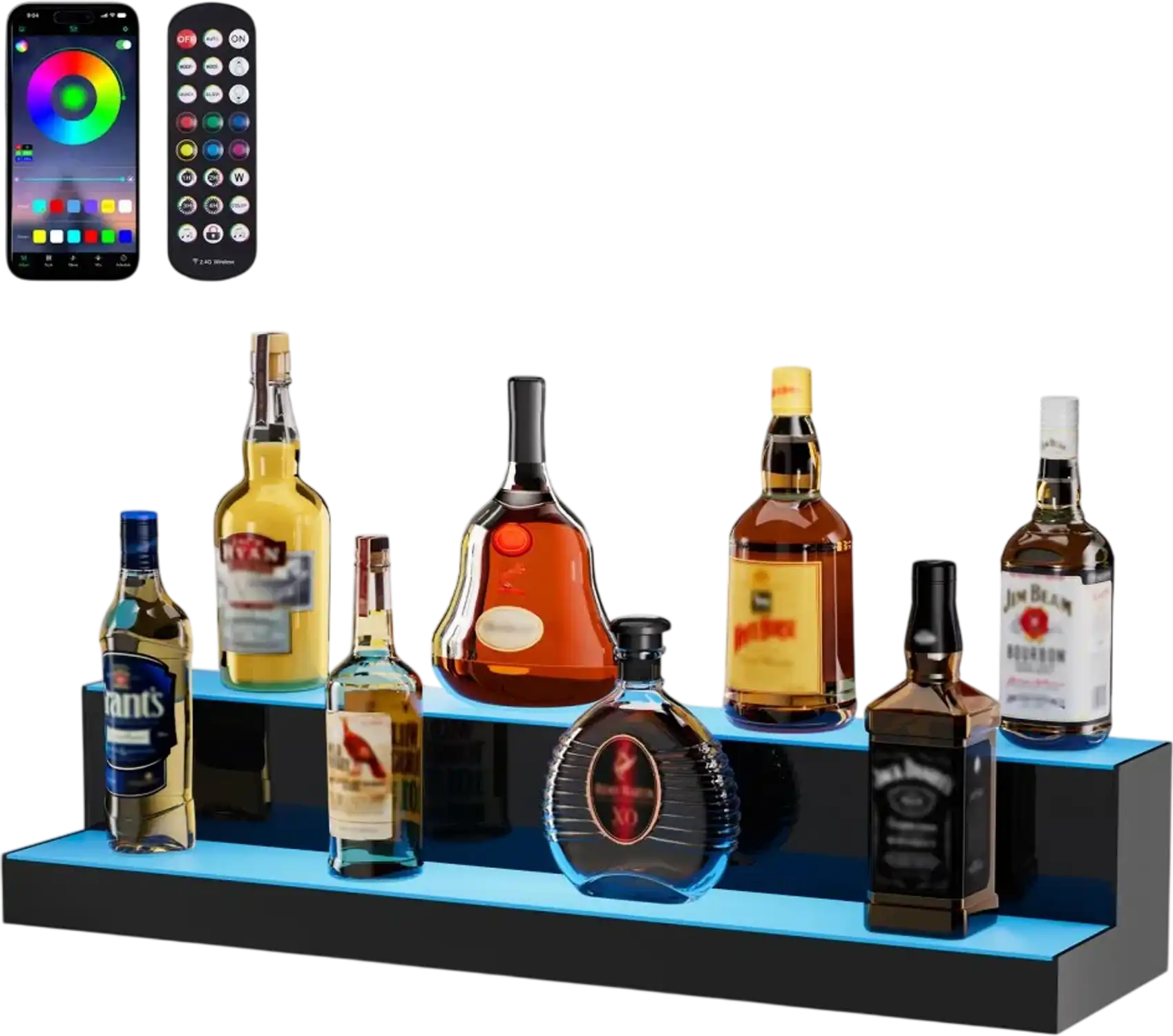 Vevor Liquor Bottle Display LED Lighted 2-Tier 30
