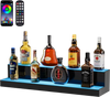 VEVOR LED Lighted Liquor Bottle Display, 2 Tiers 30 Inch Commercial Illuminated Home Bar Shelf, 2 Steps Whiskey Rack Stand, Acrylic Drink Shelves with RF Remote & App Control, and Multicolor lighting