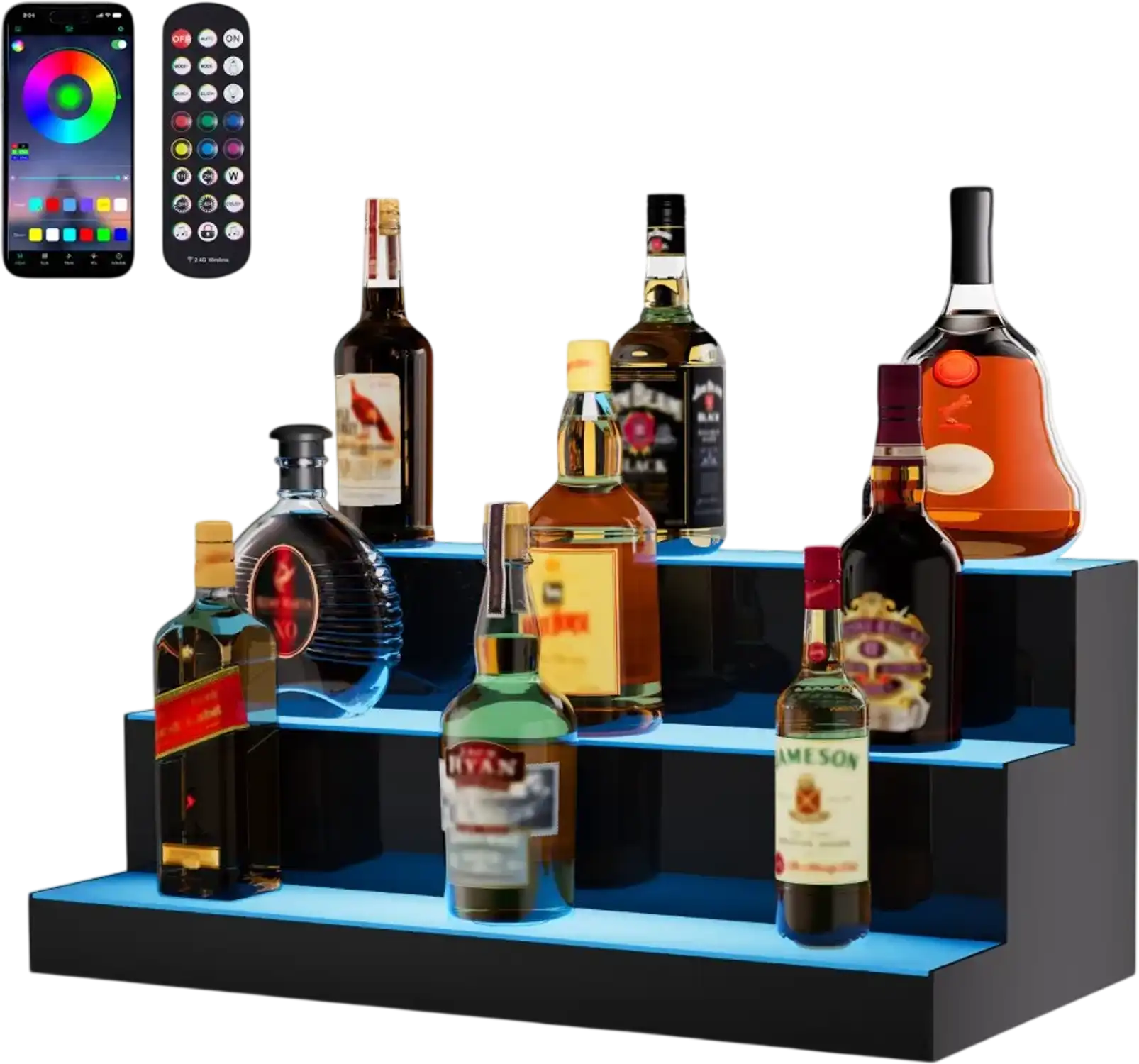 Vevor Liquor Bottle Display Shelf LED Lighted 24