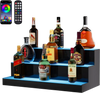 VEVOR LED Lighted Liquor Bottle Display, 3 Tiers 24 Inch Commercial Illuminated Home Bar Shelf, 3 Steps Whiskey Rack Stand, Acrylic Drink Shelves with RF Remote & App Control, and Multicolor lighting
