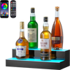 VEVOR LED Lighted Liquor Bottle Display, 2 Tiers 16 Inch Commercial Illuminated Home Bar Shelf, 2 Steps Whiskey Rack Stand, Acrylic Drink Shelves with RF Remote & App Control, and Multicolor lighting