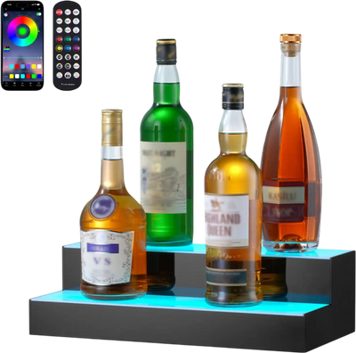 Vevor Liquor Bottle Display LED Lighted 2-Tier 16