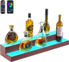 VEVOR LED Lighted Liquor Bottle Display, 2-Tier 30-Inch Whiskey Rack, Support USB, Illuminated Home Bar Shelf with RF Remote & App Control, 7 Static Colors, Acrylic+ Wood Lighted Shelf for 15 Bottles