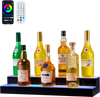 VEVOR LED Lighted Liquor Bottle Display, 2 Tiers 24 inches, Supports USB, Acrylic Illuminated Home Bar Shelf Display with RF Remote & App Control, 9 Static Colors, Timing Mode, for 12-16 Bottles