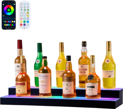 Vevor Liquor Bottle Display LED Lighted 2-Tier 30