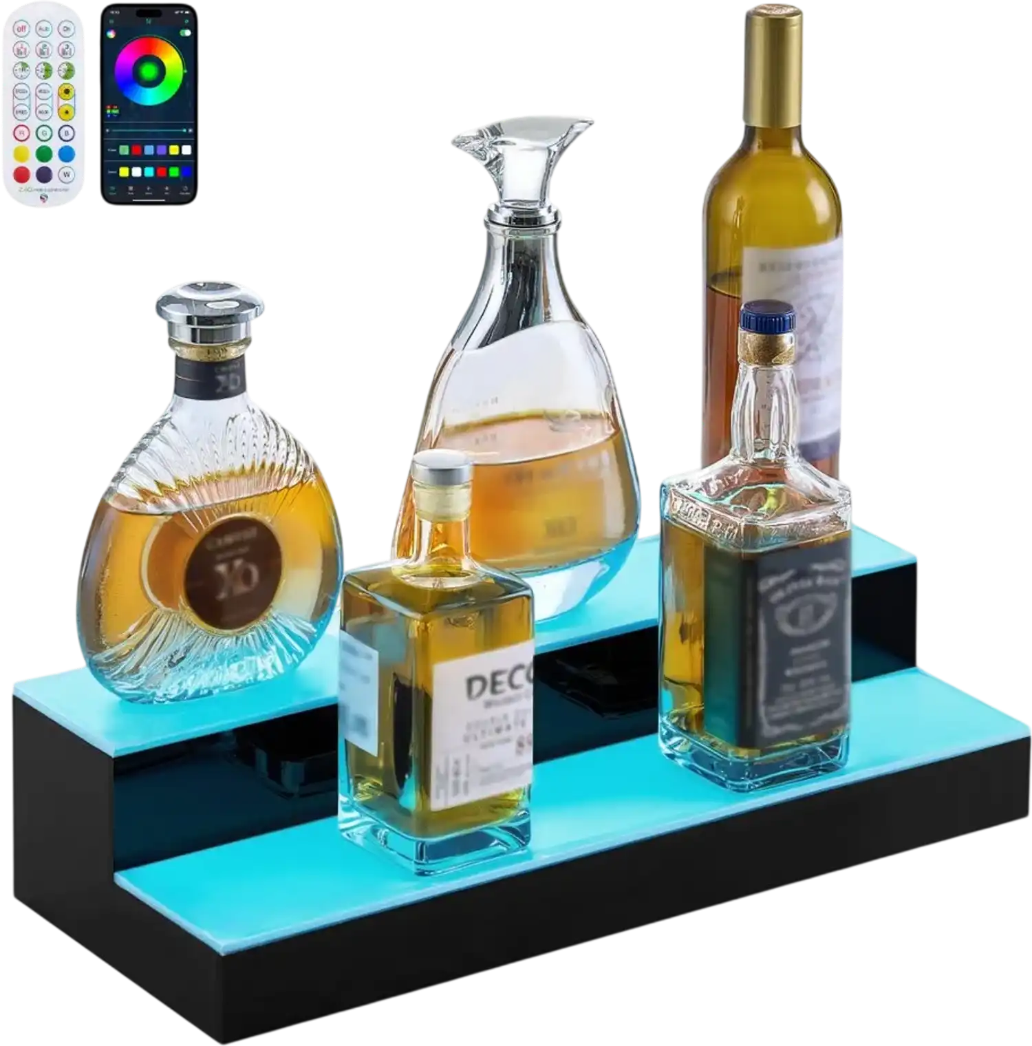 Vevor Liquor Bottle Display LED Lighted 2-Tier 20