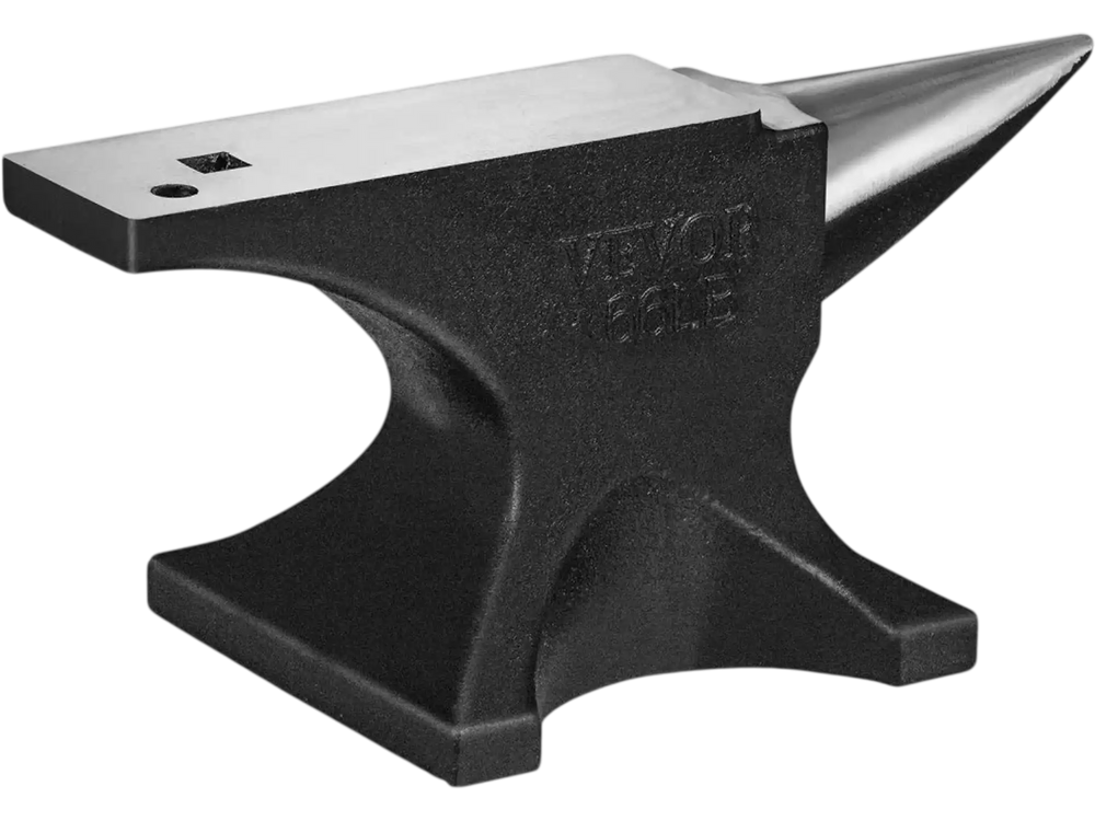 VEVOR Single Horn Anvil, 66Lbs Cast Steel Anvil, High Hardness Rugged Round Horn Anvil Blacksmith, with Round and Square Hole, Large Countertop and Stable Base, Metalsmith Tool for Bending and Shaping