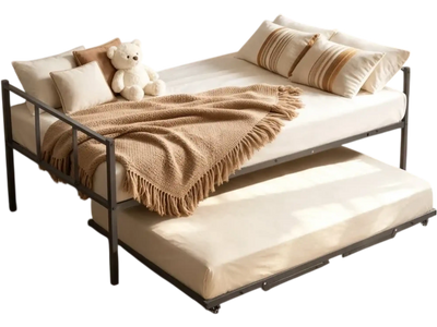 Vevor Daybed Twin Pop-Up Trundle Metal Frame Black New