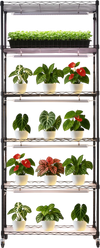 VEVOR Plant Shelf with Grow Light, 6-Tier Indoor Plant Stand, 71in Tall Plants Display Rack with Wheels & 4/9/14H Timer, 150W 3-Color Full Spectrum Grow Lights, Flower Pot Holder for Seed Starting