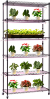 VEVOR Plant Shelf with Grow Light, 6-Tier Indoor Plant Stand, 71in Tall Indoor Plants Display Rack with Wheels & Timer, 150W 3800K Full Spectrum Grow Lights, Metal Flower Pot Holder for Seed Starting