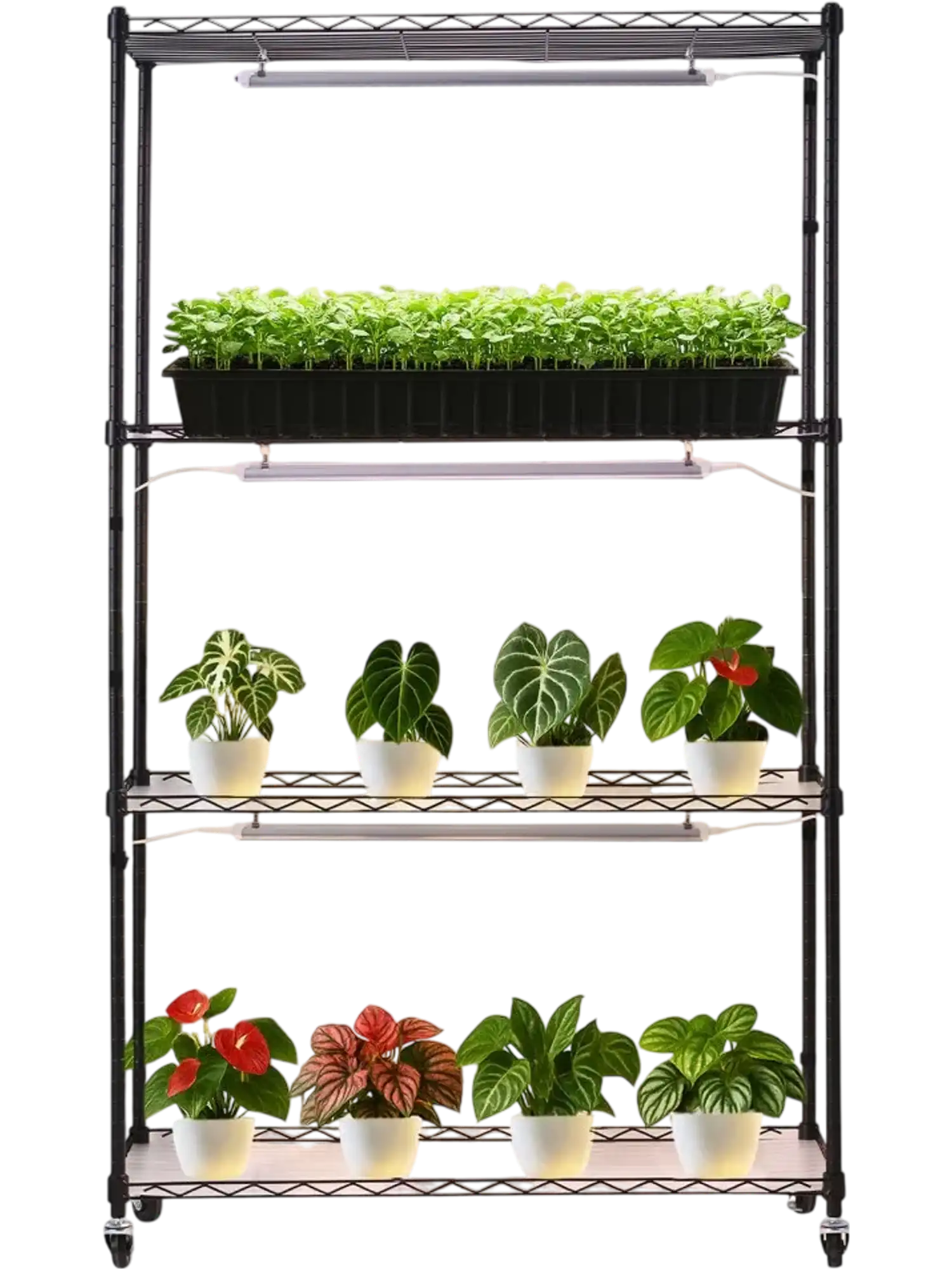 Vevor Plant Stand Indoor Plant Shelf with Grow Light 4-Tier 59