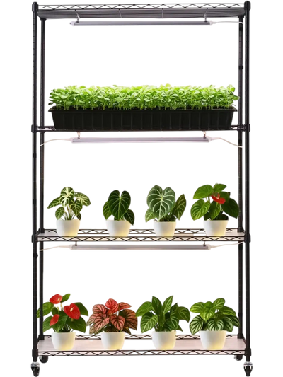Vevor Plant Stand Indoor Plant Shelf with Grow Light 4-Tier 59