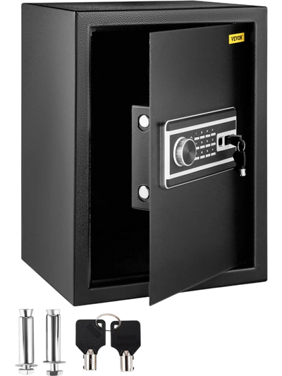 VEVOR Safe Box, 2.1 CU.FT Fingerprint Safe Box for Money with 2 Keys & Digital Keypad, Q235 Steel Safe Box for Storing Cash, Jewelry, Pistols, Documents, Watches in Home & Office & Hotel