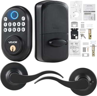 Vevor Electronic Keypad Deadbolt Fingerprint Door Lock with Level Handles New