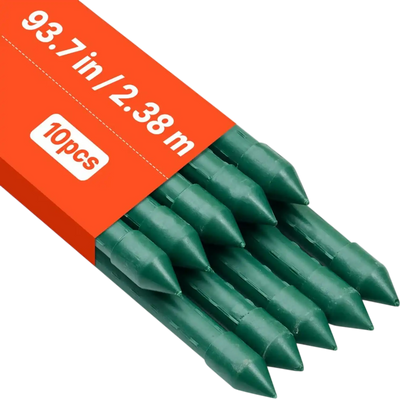 VEVOR Garden Stakes, 10 Pack, 93.7 inch, Plastic Coated Metal Tomato Stakes, Garden Sticks for Plants Support, with Pointed End and Non-Slip Bumps for Growing Climbing Plants, Outdoor Vegetables