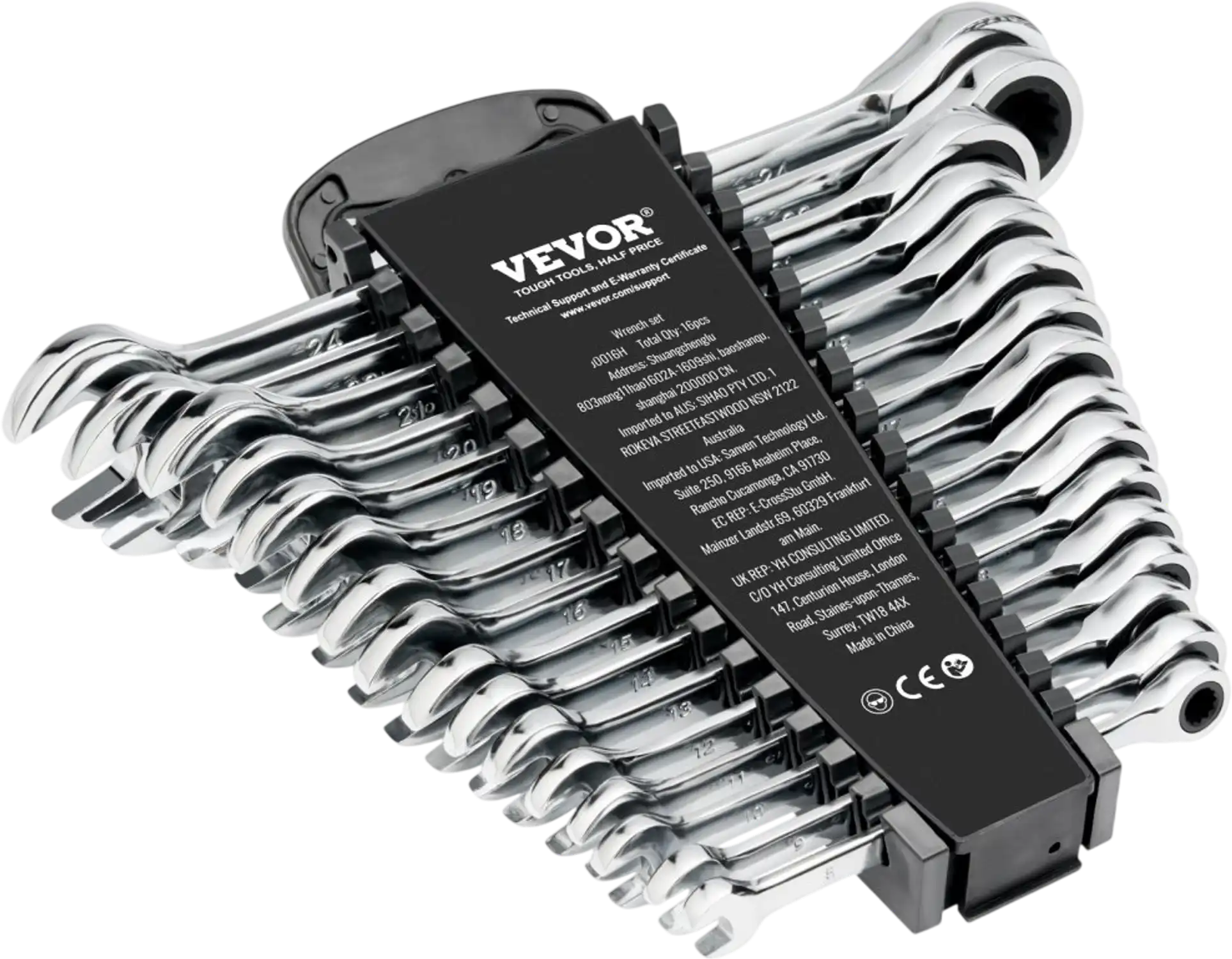 Vevor Wrench Set 16-Piece Metric Ratcheting Combination with Organizer Rack New