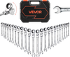 VEVOR Flex-Head Ratcheting Wrench Set, 24-Piece SAE and Metric, 72 Teeth, Cr-V Steel Ratchet Flexible Combination Wrench Set with Storage Case, for General Household and Automotive Repairs, Silver