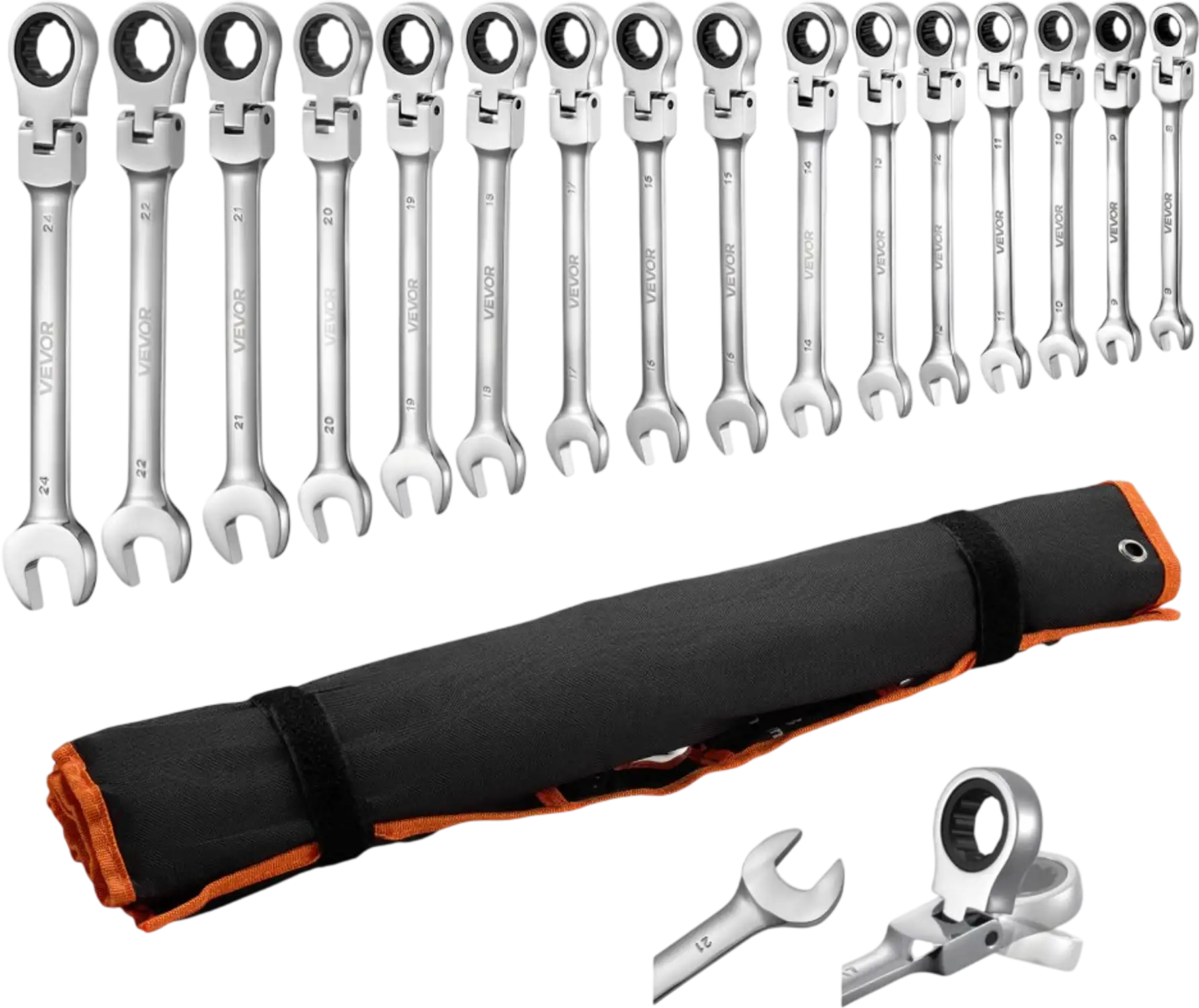 Vevor Wrench Set Flex-Head Ratcheting SAE and Metric 30-Piece New