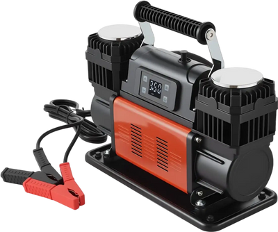 VEVOR Dual-Cylinder Heavy Duty Air Compressor, 10.6CFM Auto-Stop Portable Tire Inflator, 12V 150PSI Offroad Air Pump with LCD Digital Display & Adapters for Truck Car SUV 4 x 4 Vehicle RV