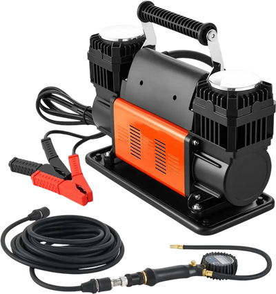 VEVOR Dual-Cylinder Heavy Duty Air Compressor, 10.6CFM Portable Tire Inflator, 12V 150PSI Offroad Air Pump with Digital Pressure Gauge & Adapters for Truck Car SUV 4 x 4 Vehicle RV