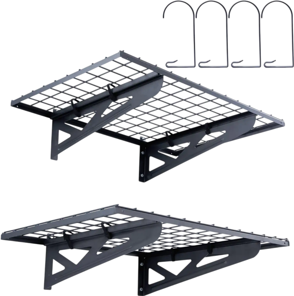 VEVOR Garage Storage Shelving, 2 Pack, 3 x 2 ft Heavy Duty Garage Shelves Wall Mounted, 500 lbs Load Capacity(Total) Garage Storage Rack Floating Shelves, Suitable for Shop, Shed, Garage Storage