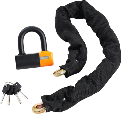 Vevor Bike Chain Lock Heavy Duty Anti-Theft 3.28' Steel 14mm with 4 Keys New