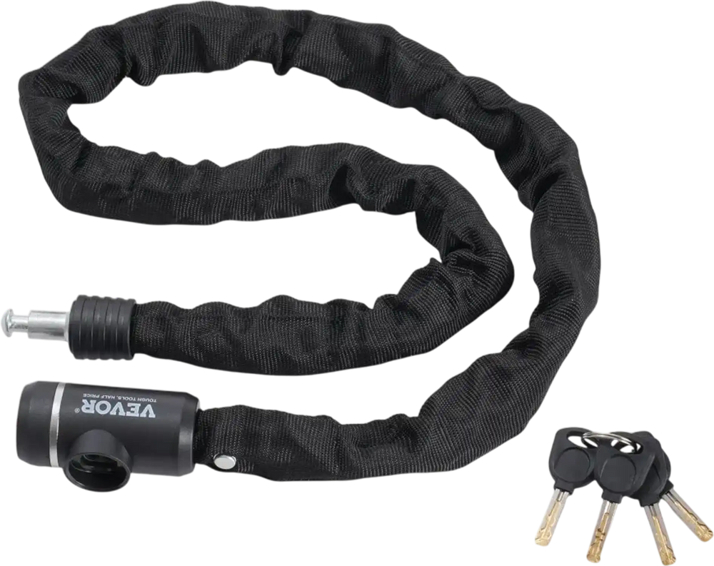 VEVOR Bike Chain Lock, 3.94 Ft Combination Bicycle Chain Lock with 3 Keys, Heavy Duty Anti-Theft High Security Bike Locks, Perfect for Bike, Motorcycle, Scooter, Bicycle, Door, Fence or Gate, 10mm