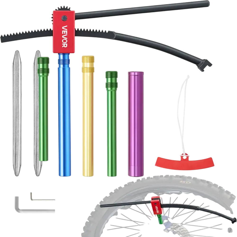 VEVOR Dirt Bike Tire Changing Tool Kit, Fits for Motocross Enduro 16"-21" Wheels, Includes 15-25 mm Axle Adapters, Dirt Bike Tire Changing Tools Compact Changer with 2 Irons and Protective Sleeve
