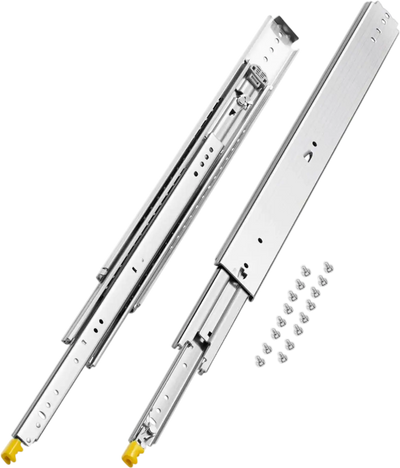 VEVOR 1 Pair Full Extension Drawer Slides 18 20 22 28 30 32 36 38 40 44 48 52 56 60 in, 500 lbs Load Capacity Locking Drawer Slides, Ball Bearing with Lock Side Mount Drawer Slide Rail