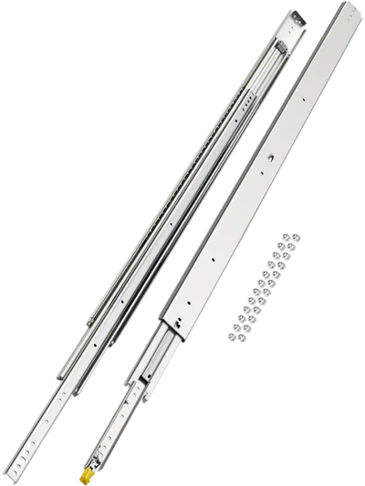 KFFKFF Set of Two Drawer Rails, Sizes Varying from 16 to 60 inches, 500 lbs Weight Tolerance, Lockable Ball Bearing Side Mounted Drawer Slide Rail