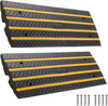 VEVOR Car Driveway Rubber Curb Ramp, 33069 lbs Load Capacity, 2.6 inch Rise Curbside Bridge Ramp with Yellow Reflective Strips, Suitable for Loading Dock, Warehouse, Garage, Sidewalk (2 Pack)