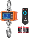 VEVOR Digital Crane Scale, 4400 lbs/2000 kg Max Capacity, Heavy Duty Industrial Hanging Scale with Cast Aluminum Case & LCD Display, 1 lbs Division & 3 Unit Switch, Remote Control for Garage Factory