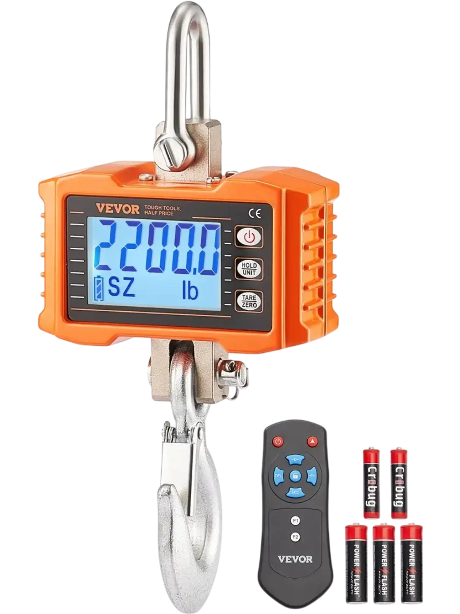 Vevor Crane Scale Digital Hanging Scale 2200 lbs Industrial Heavy Duty LCD Orange New