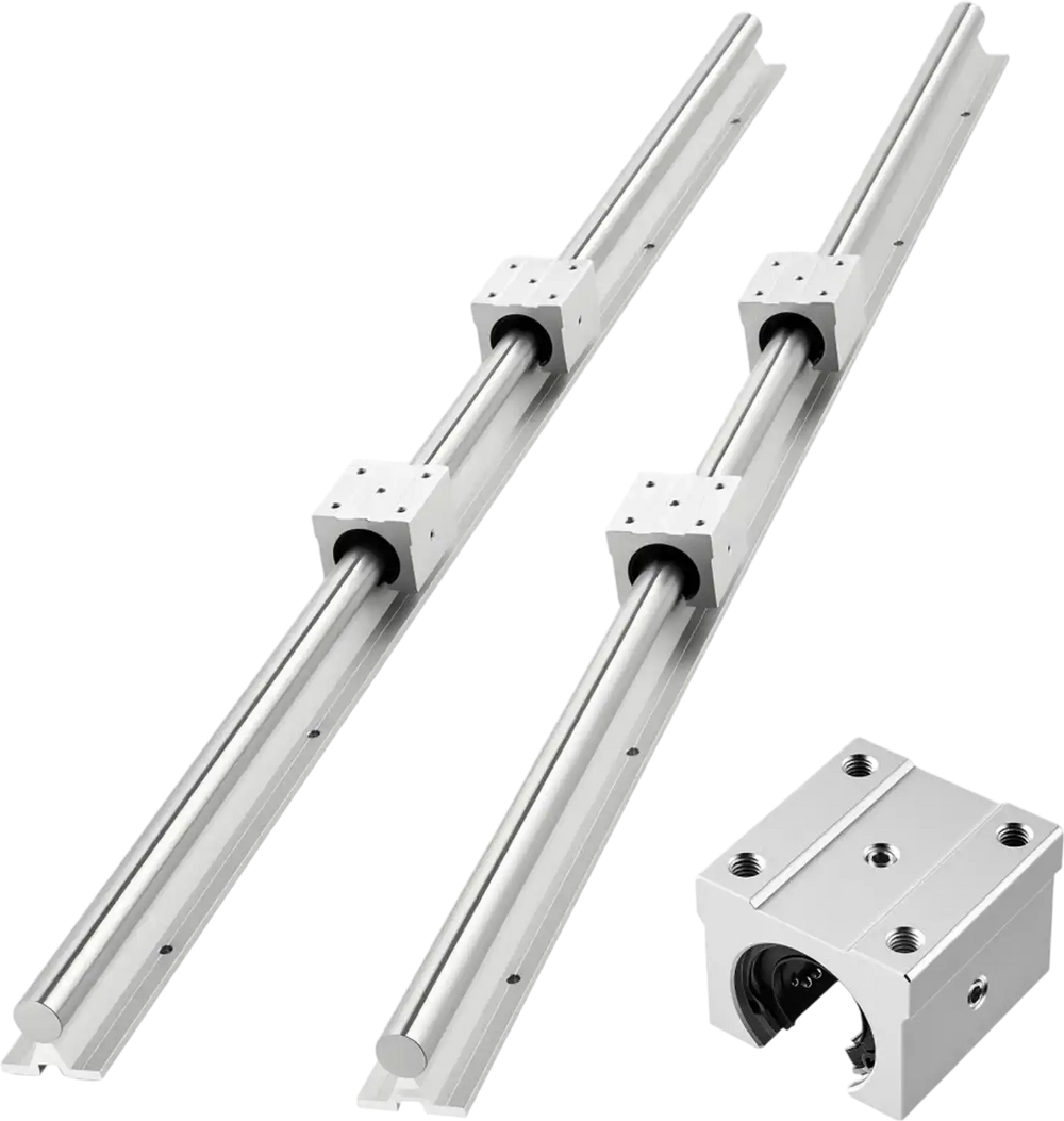 VEVOR Linear Rail Kit, SBR25, 2Pcs 1200 mm (47.24 inch) Linear Motion Guide Rails and 4Pcs Bearing Slide Blocks, Fully Supported Shaft, for Cutting, Grinding, Milling, Drilling Machines, and More