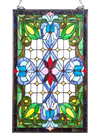 VEVOR Stained Glass Window Panel, 17 x 29 in, Tiffany Style Hanging Transom Window Panel with Chain, Large Vertical Rectangle Stain Glass, Vintage Traditional Art Handcrafts for Kitchen Home Decor