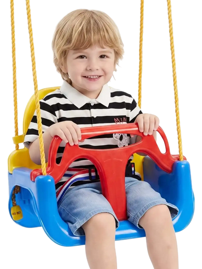 VEVOR 3-in-1 Baby Swing Seat 300 lbs Capacity Toddler Swing Red/Yellow/Blue, for Indoor & Outdoor Playground, with Adjustable Ropes and Snap Hooks, Snug & Secure Detachable Infants to Teens Kids Seat