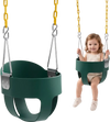VEVOR Toddler Swing 300 lbs High Back Full Bucket Baby Swing Seat Green, for Outdoor & Indoor Backyard Playground, Heavy-Duty Coated Chains and Carabiners, Fully Assembled Seat for Toddlers Age 3+