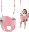 VEVOR Toddler Swing 300 lbs High Back Full Bucket Baby Swing Seat Pink, for Outdoor & Indoor Backyard Playground, Heavy-Duty Coated Chains and Carabiners, Fully Assembled Seat for Toddlers Age 3+