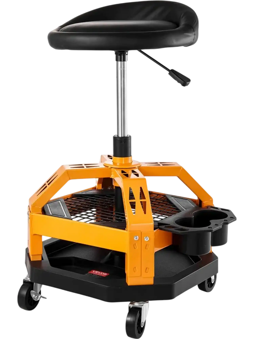 VEVOR Rolling Shop Stool, Heavy-Duty Pneumatic Garage Seat with 300 lbs Capacity, Adjustable Height Roller Creeper Seat, 360° Swivel Padded Workshop Stool with Casters, for Garage, Shop & Auto Repair