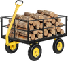 VEVOR Steel Garden Cart, 1400 lbs Heavy Duty Pullable Garden Wagon Yard Cart, 2 in 1 Outdoor Metal Utility Wagon Yard Trailer with 13" All Terrain Tires, Mesh Detachable Sides and 180° Rotating Handle