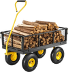 VEVOR 500 Lbs Steel Garden Cart, Heavy Duty Garden Wagon Cart Pullable on Wheels, Metal Yard Utility Wagon Carts with 10" All Terrain Tires, Mesh Removable Sides and 180°Rotating Handle