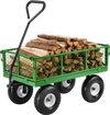 VEVOR 680 Lbs Steel Garden Cart on Wheels, Heavy Duty Garden Wagon Cart Pullable, Metal Outdoor Utility Yard Wagon Carts with 10" Tires, Mesh Removable Sides and 180°Rotating Handle