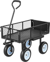 VEVOR Garden Cart with Seat, 500 LBS, Rolling Steel Garden Work Seat with Wheels, Heavy Duty Gardening Stool, with Tool Tray & Adjustable Handle, Outdoor Yard Wagon, for Lawn, Patio, Backyard, Black