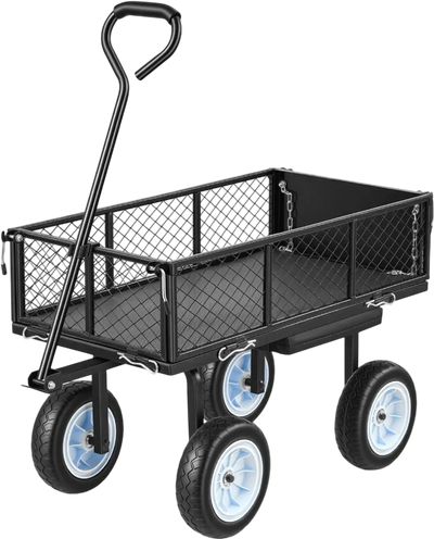 Vevor Garden Cart 500 lbs Rolling Steel Work Seat Wagon New