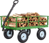 VEVOR Steel Garden Cart, 1200 lbs Heavy Duty Pullable Garden Wagon Yard Cart, 2 in 1 Outdoor Metal Utility Wagon Yard Trailer with 13" All Terrain Tires, Mesh Detachable Sides and 180° Rotating Handle