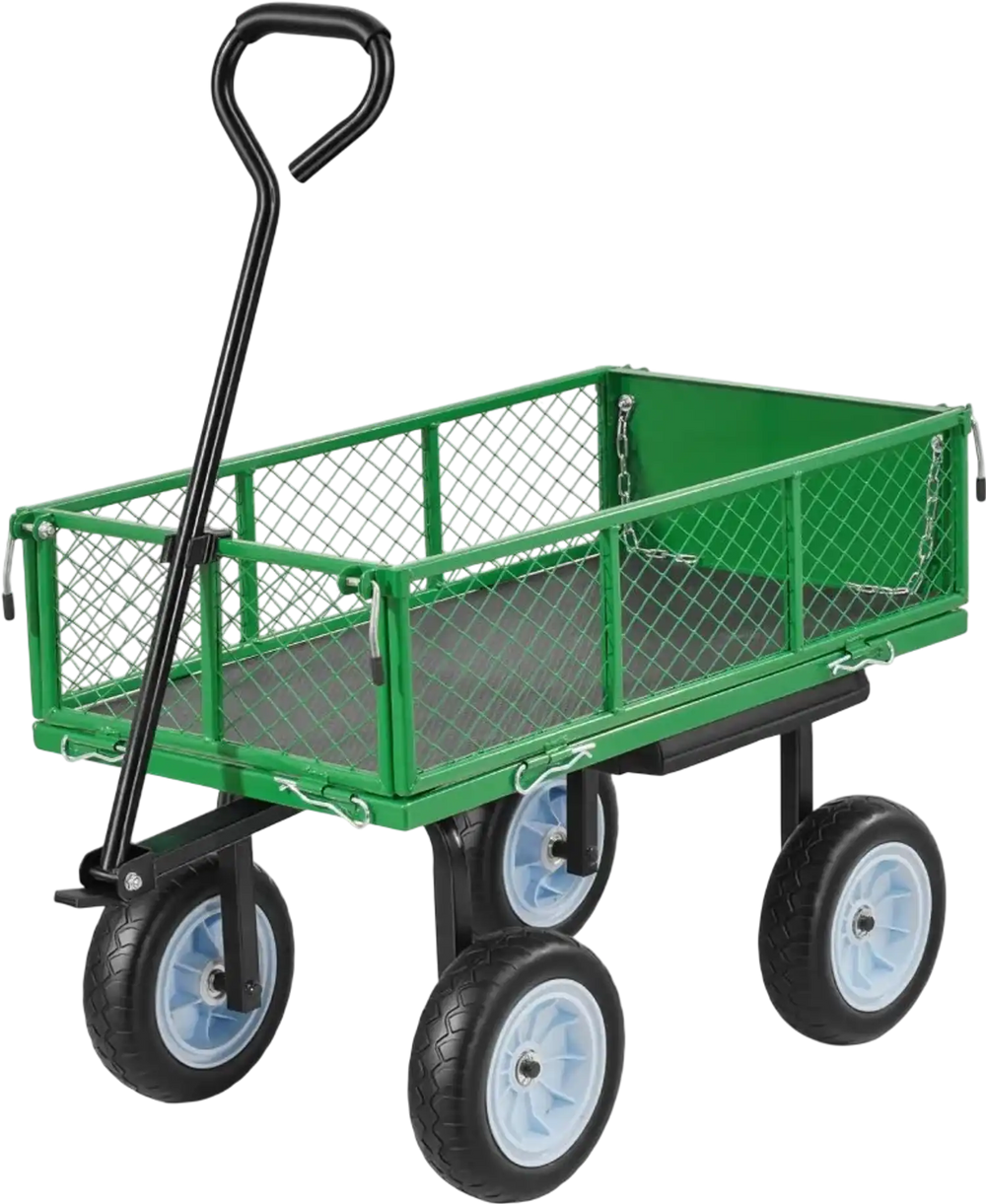 VEVOR Garden Cart with Seat, 500 LBS, Rolling Steel Garden Work Seat with Wheels, Heavy Duty Gardening Stool, with Tool Tray & Adjustable Handle, Outdoor Yard Wagon, for Lawn, Patio, Backyard, Green