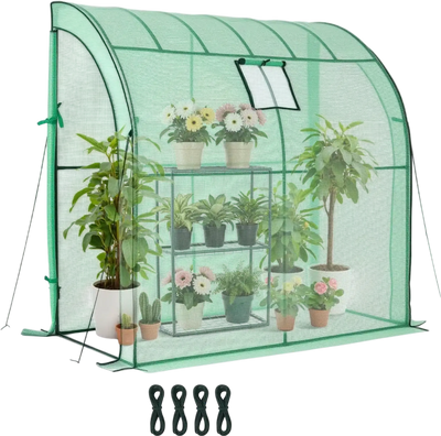 VEVOR Walk-in Green House, 78 x 39.4 x 78.7 in, Greenhouse with Shelves, High Strength PE Cover with Zipper Door and Steel Frame, Assembly in Minutes, Suitable for Planting and Storage